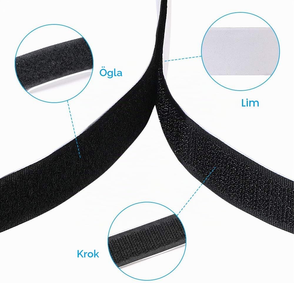 Detalle de Vicloon självhäftande kardborreband i nylon och polyester, 2 cm brett