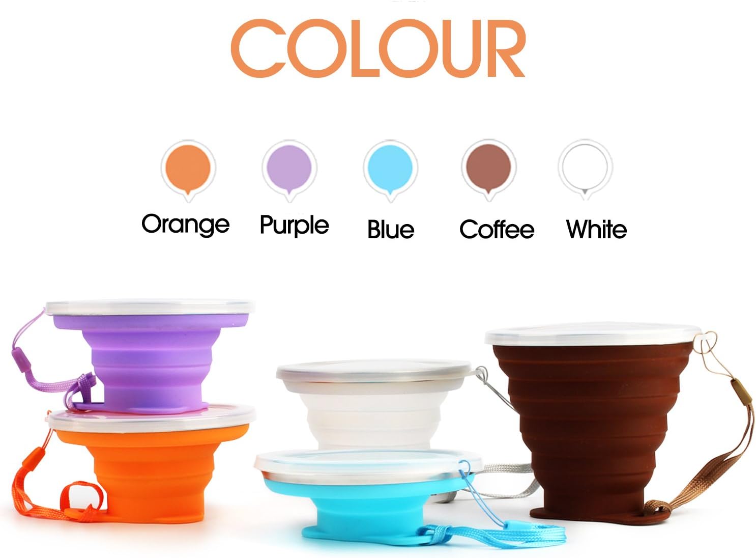 Detalle 2 de ME.FAN Collapsible Silicone Travel Cups, 270 ml, Graduated with Steel Rim
