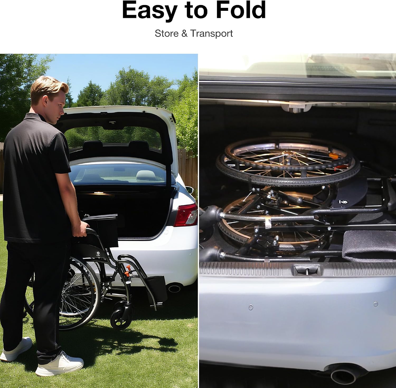 Thumbnail 6 de WHLICKS A06 Lightweight Folding Transport Wheelchair, Aluminium Frame