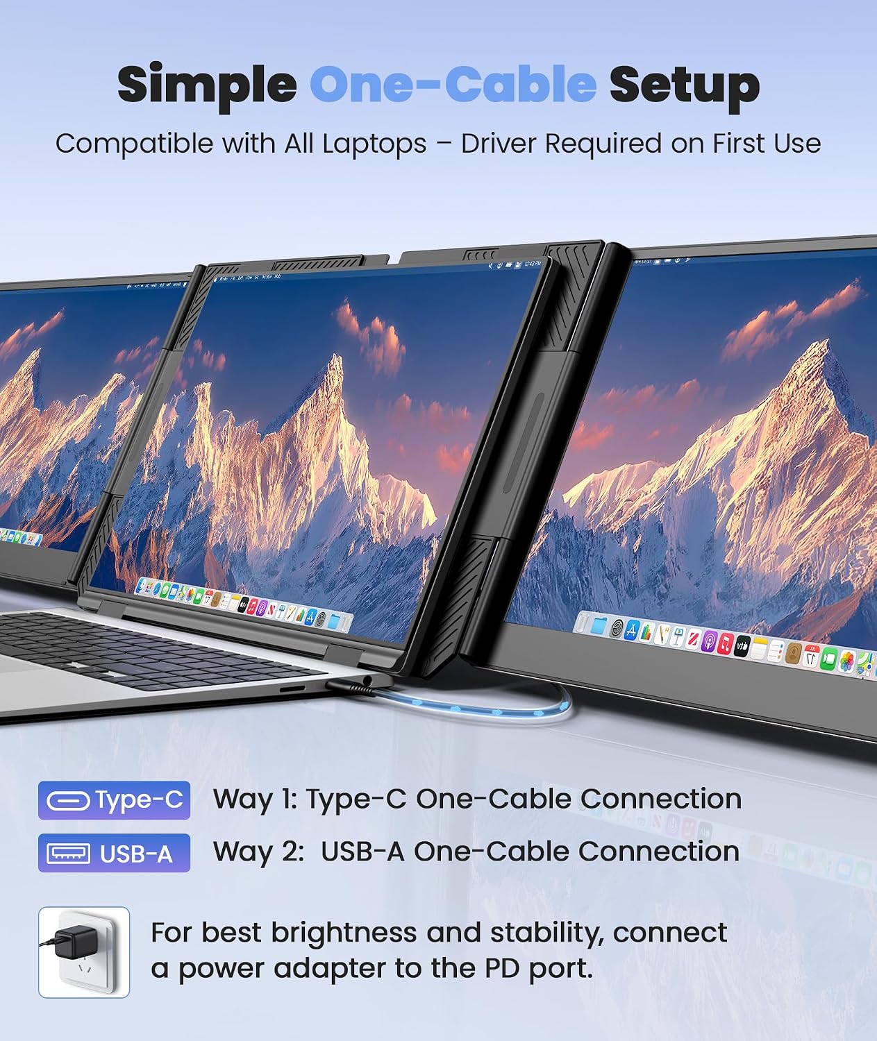 Detalle de Rizpak One Cable 15.6" Triple Monitor Extender