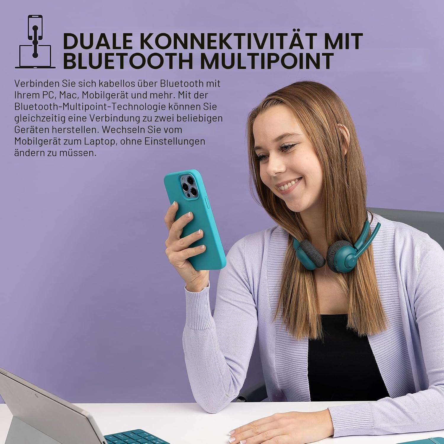 Detalle 2 de JLab Go Work Pop Wireless Headset 50+ Std.