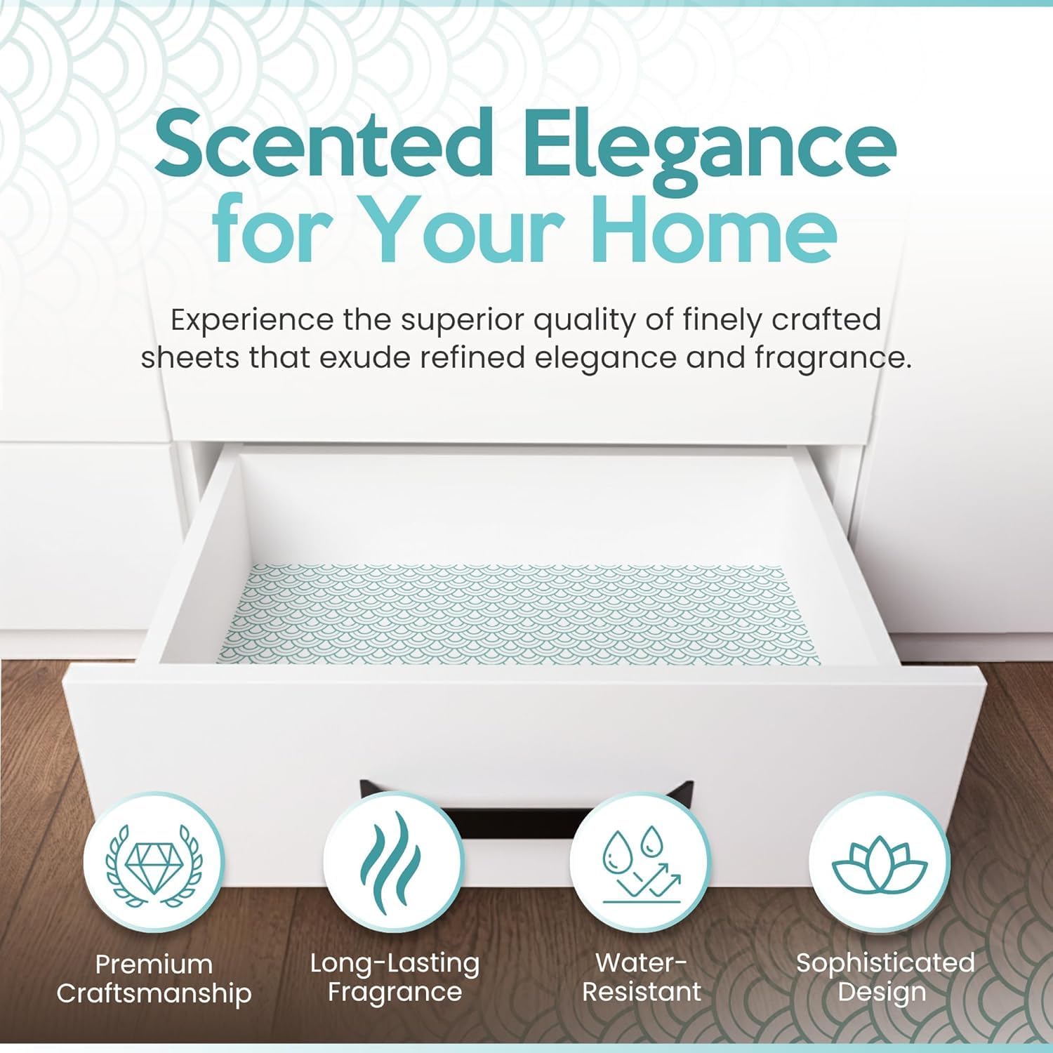 Thumbnail 1 de Fresh Linen Scented Drawer Liners (10 Large Sheets) – Non-adhesive drawer fresheners for wardrobes and shelves