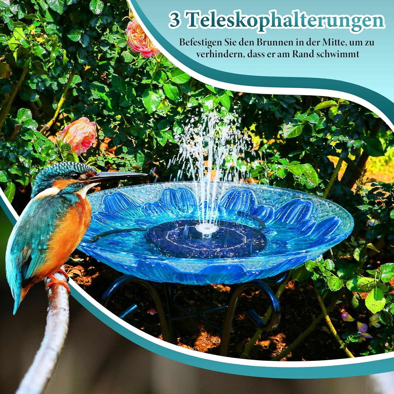Thumbnail 6 de AISITIN Solarbrunnen Outdoor Split-Design mit Batterie – vielseitige Solar-Teichpumpe