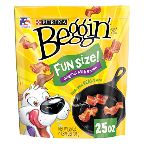 Detalle de Purina Beggin' Fun Size Dog Treats for Small to Medium Dogs, Original with Bacon — 25 oz Pouch