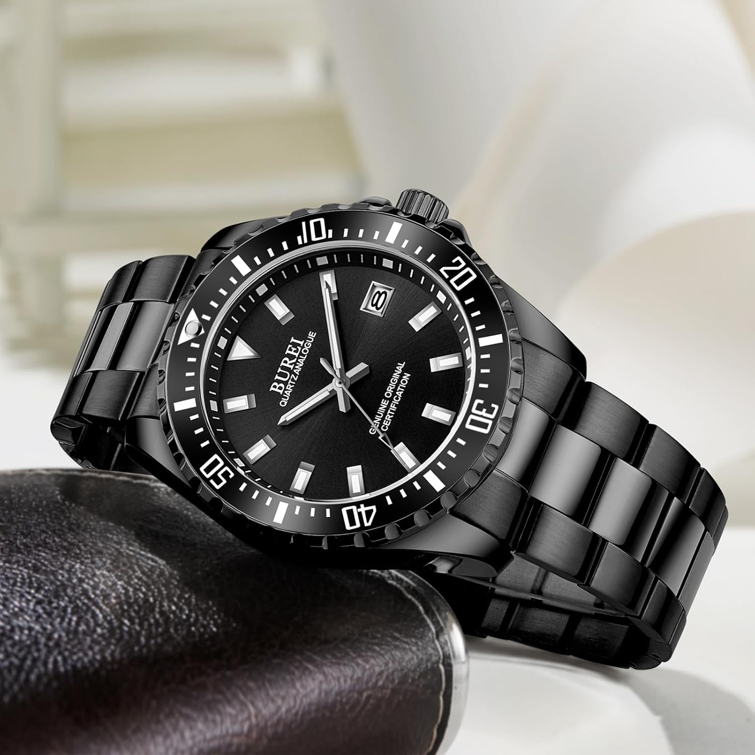 Detalle de BUREI Montre homme quartz, cadran grand
