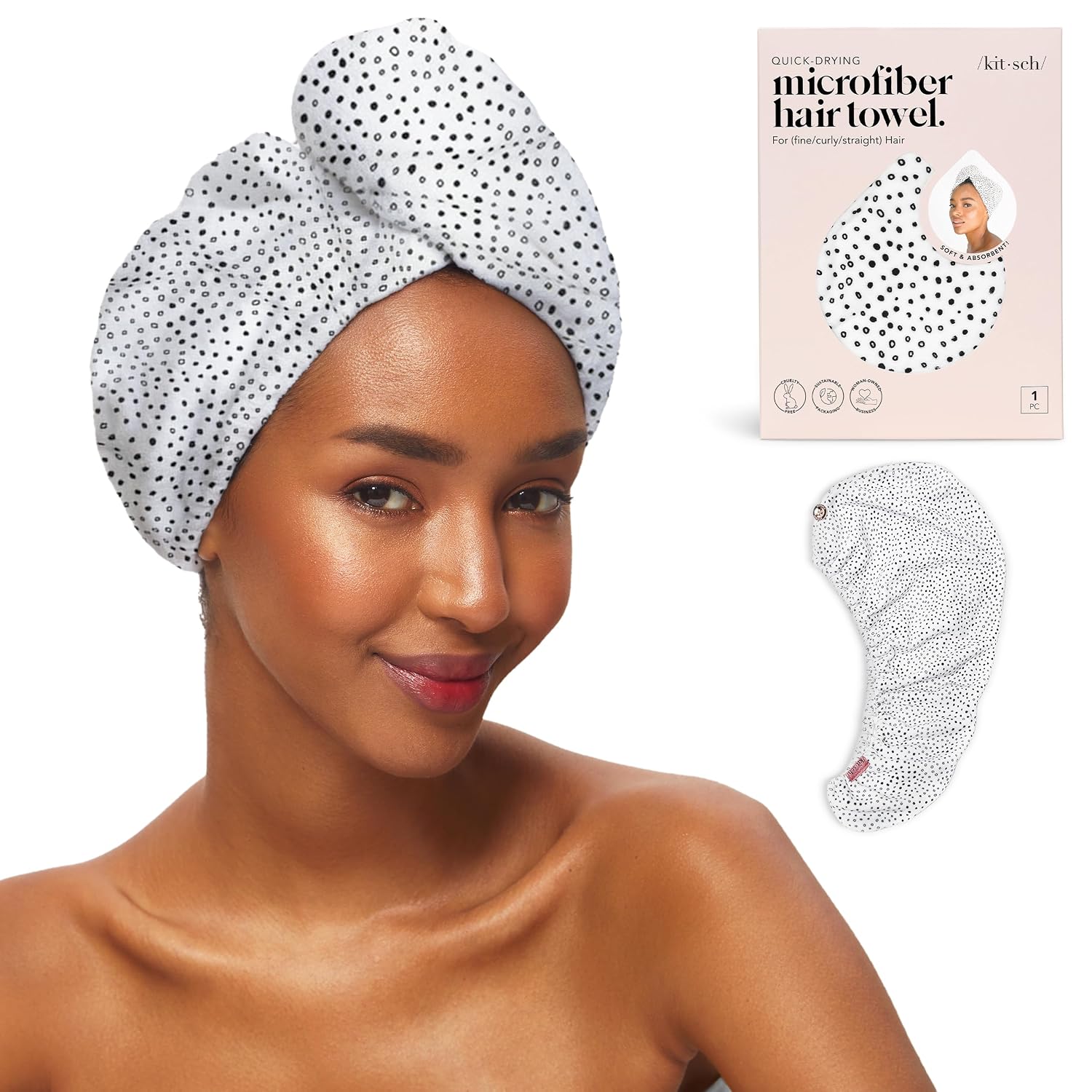 Detalle de Kitsch Microfiber Hair Towel Wrap ⚙