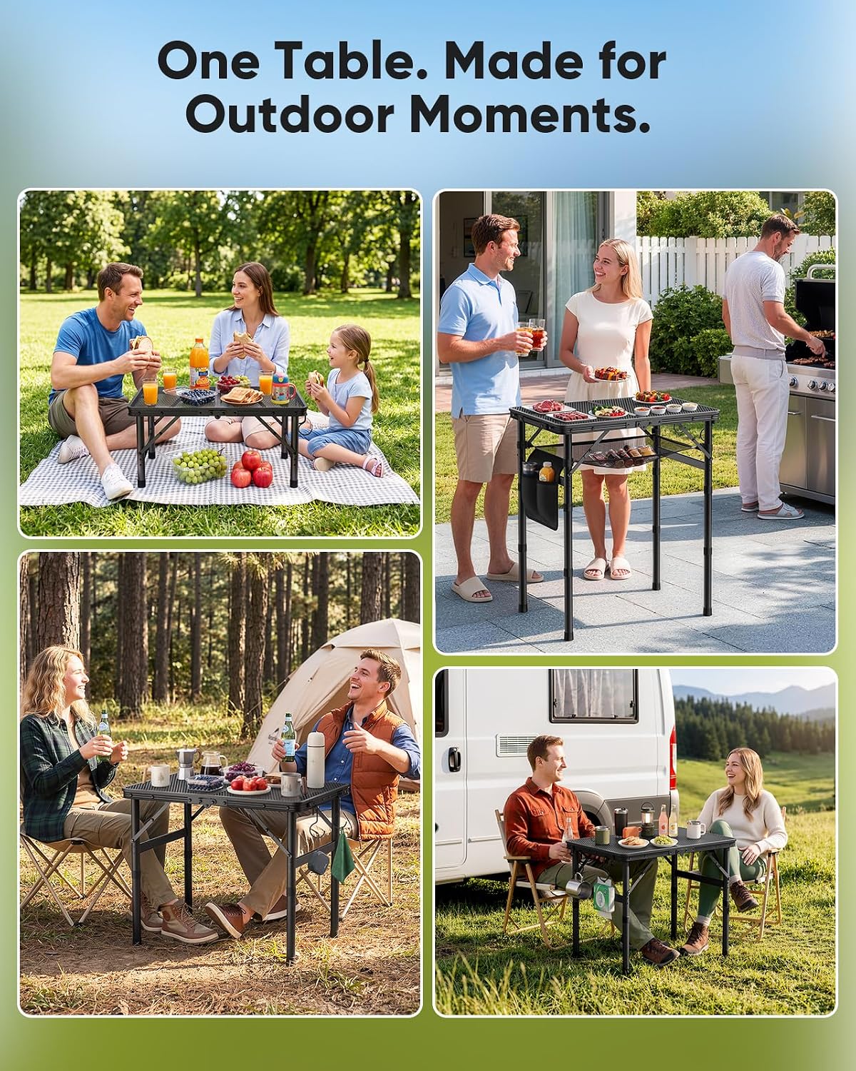 Thumbnail 6 de Raynesys OD260060 Folding Grill Table, 3 Heights, Aluminum Frame, Mesh Top