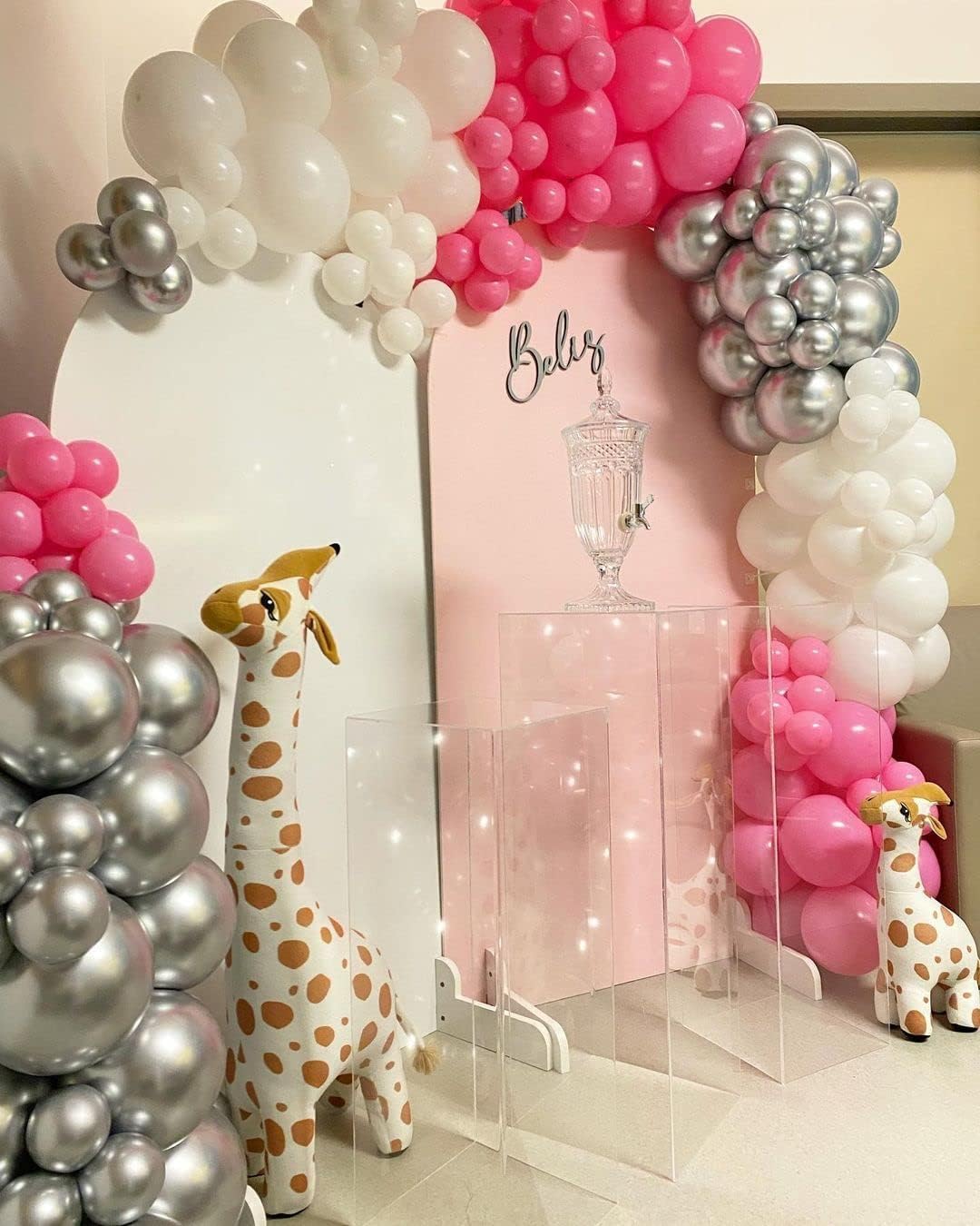Detalle 2 de Kelfara Pink Party Balloons (100 pcs, 12 inch latex) with pink ribbon for birthdays, weddings & graduations