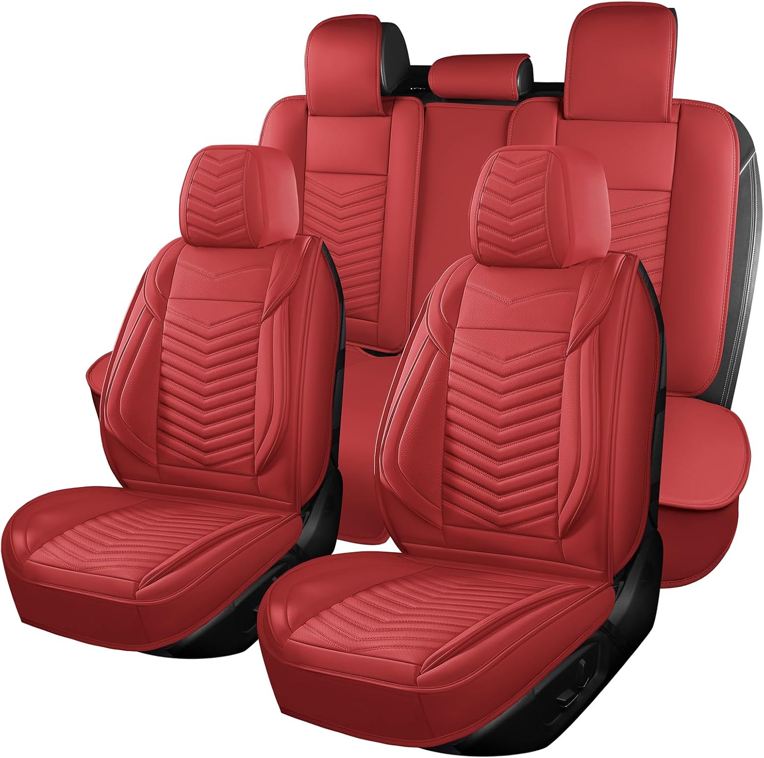 Detalle de HChengkikz Nappa Leather Car Seat Covers Full Set (Red) for 5 Seats