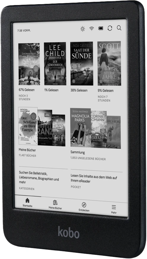 Thumbnail 3 de Kobo Clara BW Schwarz – kompakter 6-Zoll-E-Book-Reader für unterwegs