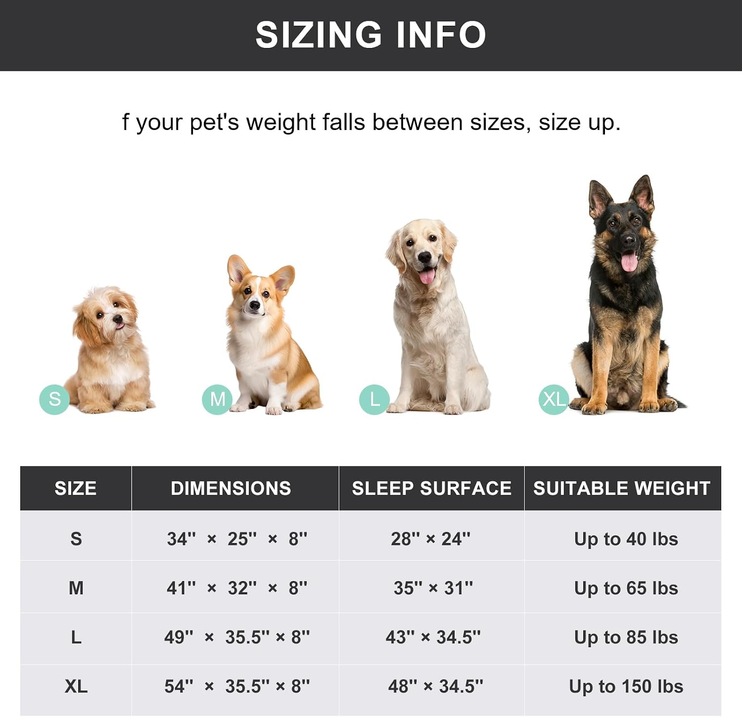 Detalle de SIEMOUR 50" x 32" x 8" Elevated Dog Bed, Cooling Mesh Cot, Grey