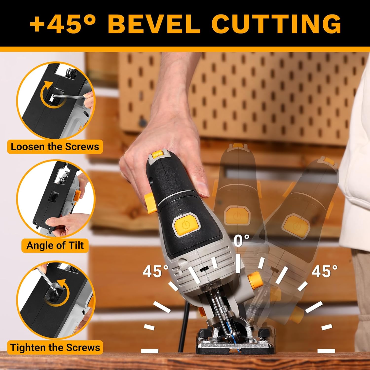 Thumbnail 5 de DEKOPRO 800W Stichsäge mit LED, Laser und 4 Orbitaleinstellungen – für Holz, Metall und Kunststoff