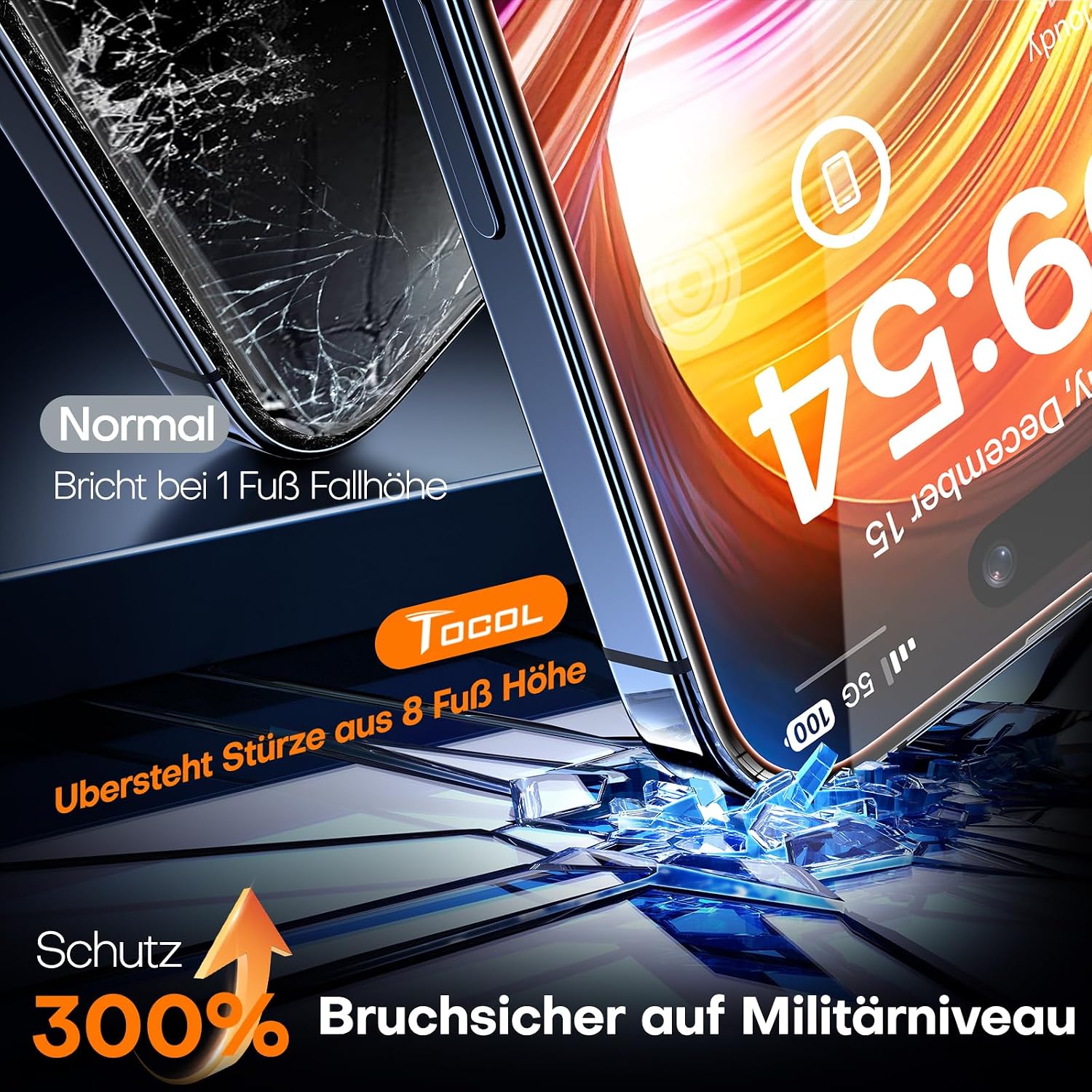 Detalle de TOCOL Privacy Displayschutz 25% für iPhone 13 Pro Max / iPhone 14 Plus – 2er-Pack, 9H Schutzglas mit automatischer Installation