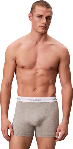 Detalle de Calvin Klein Herren 3er Pack Boxershorts Trunks Unterwäsche Mehrfarbig (Black/White/Grey Heather), Größe L