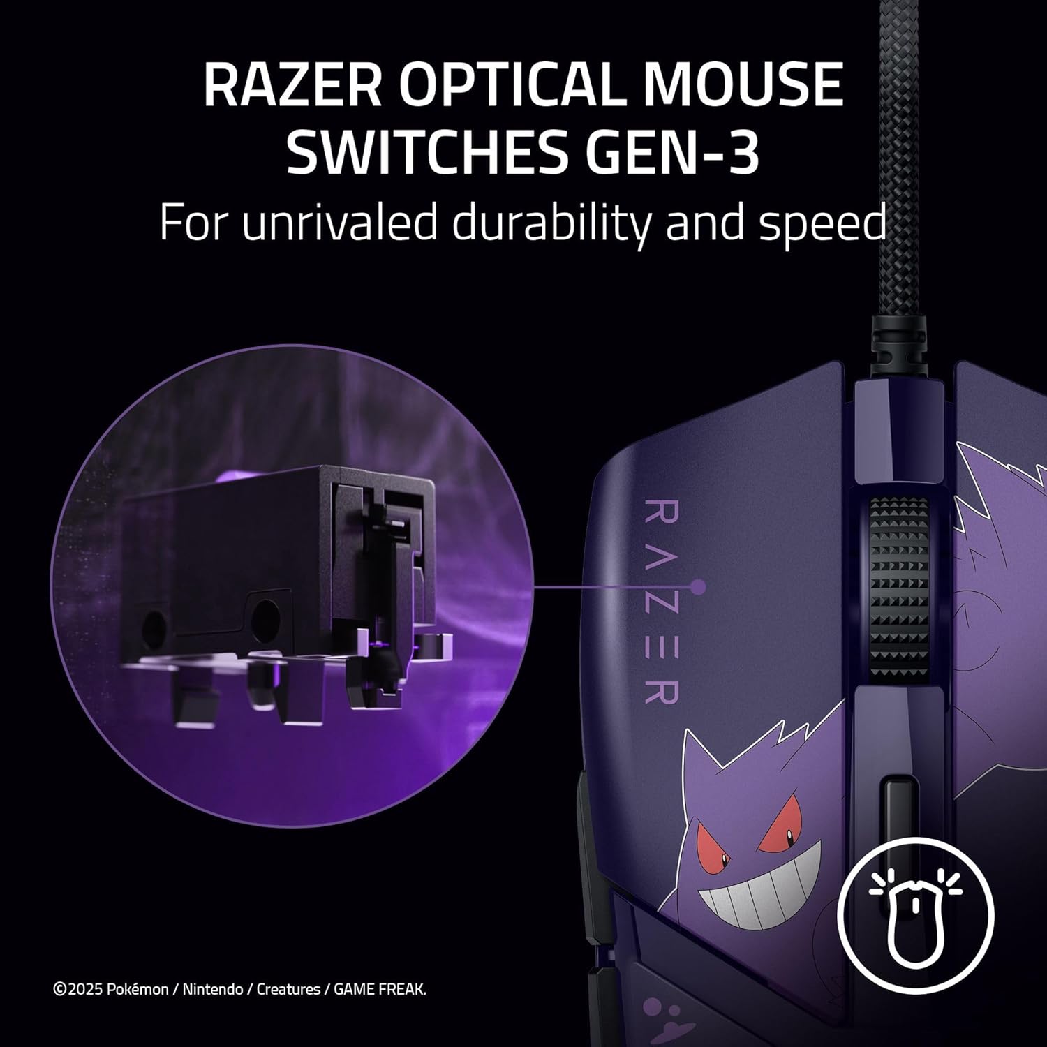 Detalle de Razer Cobra Pokemon Gengar 58g Gaming Mouse