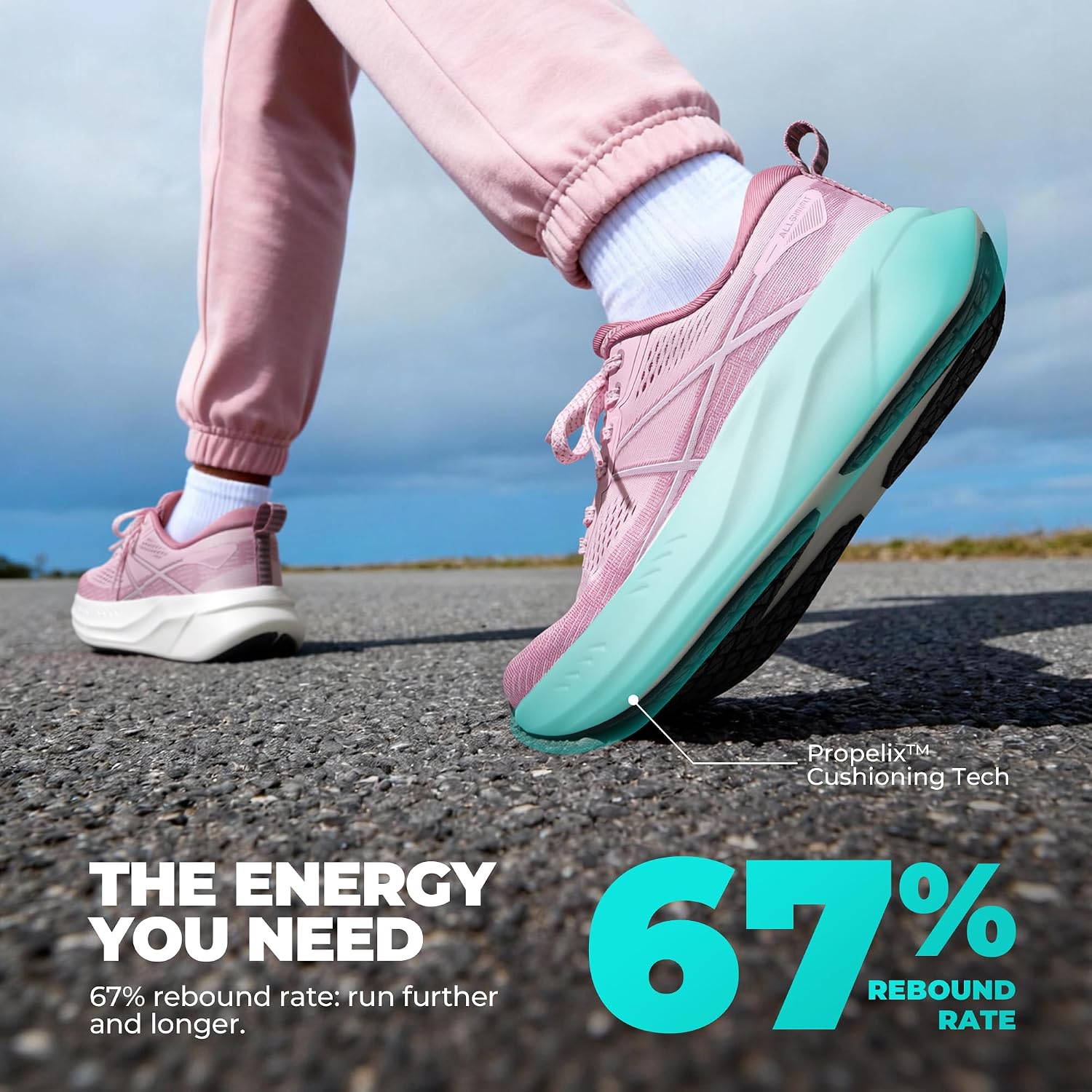 Detalle de ALLSWIFIT Women's Road Running Shoes: Cushioned, Lightweight, and Stable