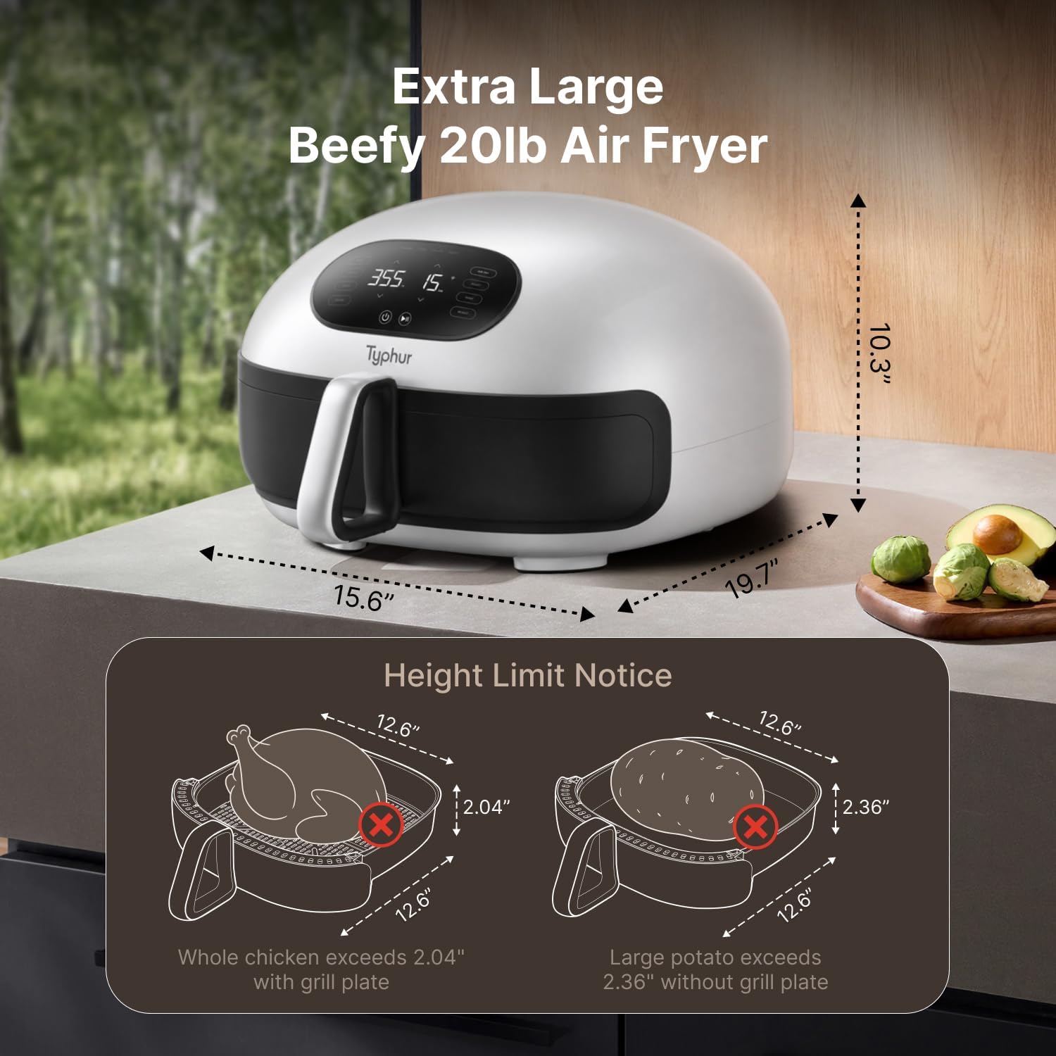 Detalle de Typhur Dome 2 Large AI Smart Air Fryer: Dual Top & Bottom Heating, 15-in-1, Self-Cleaning