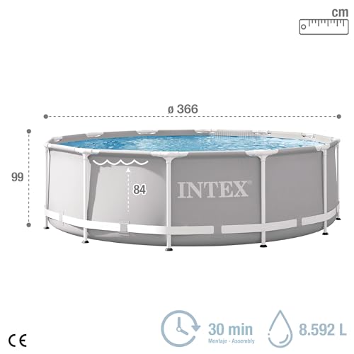 Detalle de Intex 26716NP – Piscina redonda desmontable Prisma Frame 366x99 cm con depuradora y escalera de seguridad