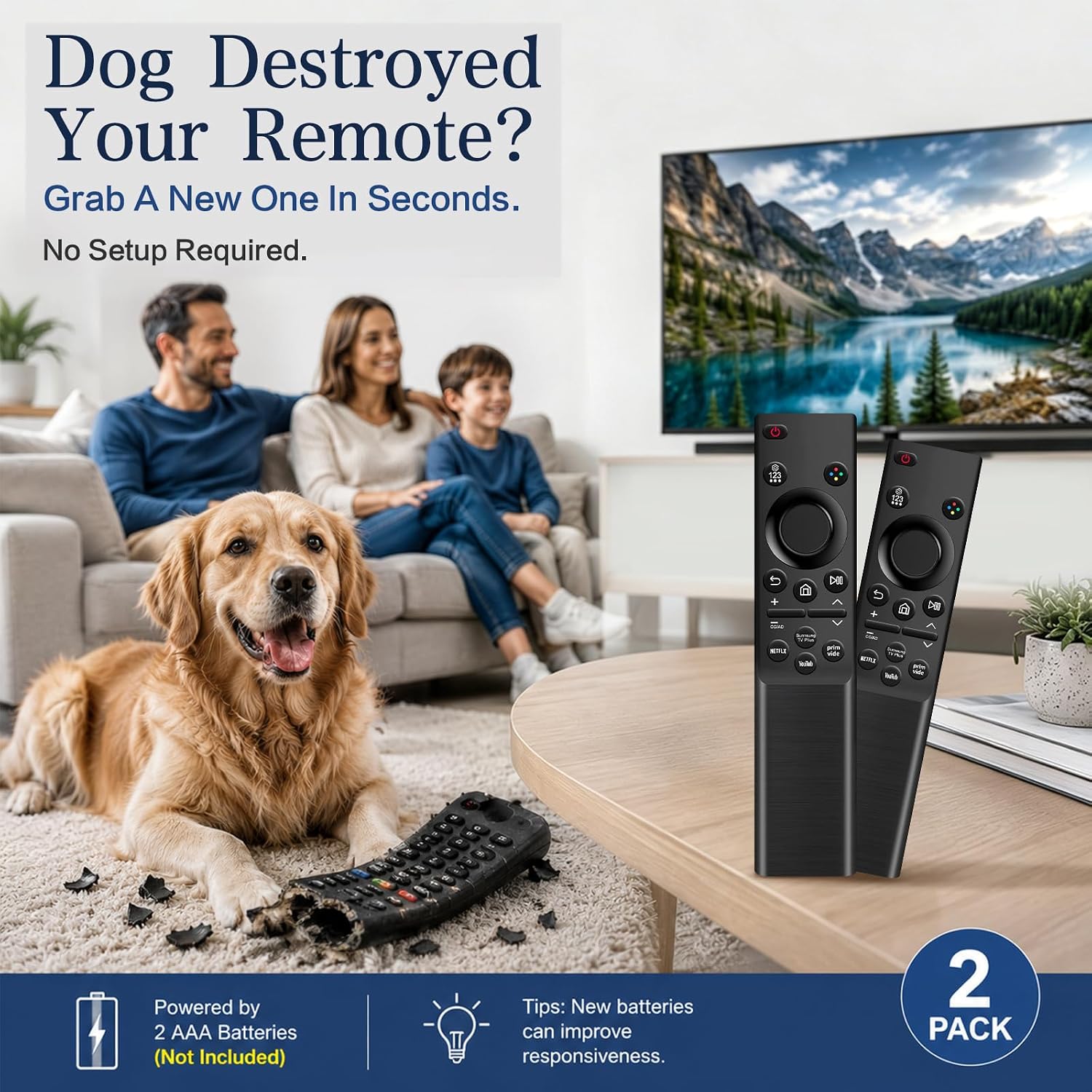 Thumbnail 2 de [2 Pack] Universal Replacement Remote for Samsung TV — No Setup Required