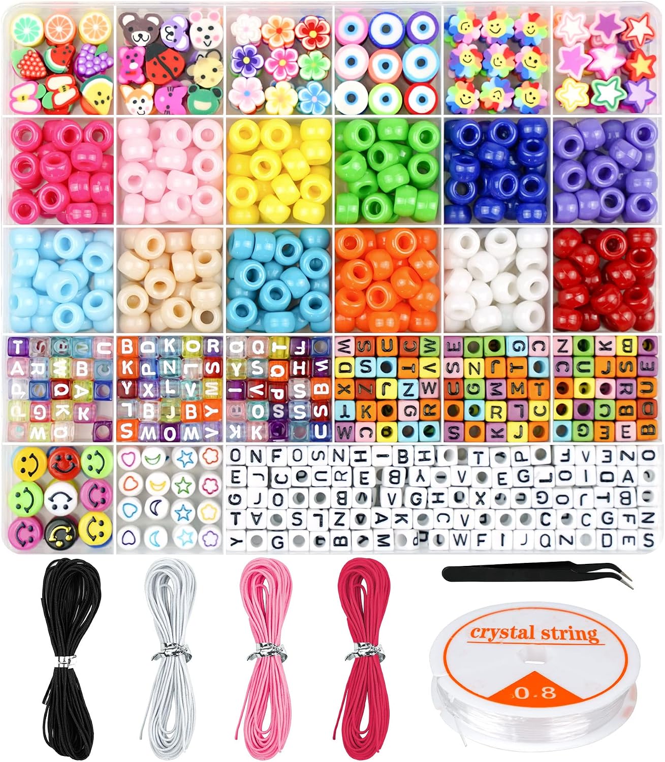 Detalle de Dowsabel RXZ03 Bracelet Making Kit with Letter, Pony & Polymer Clay Beads