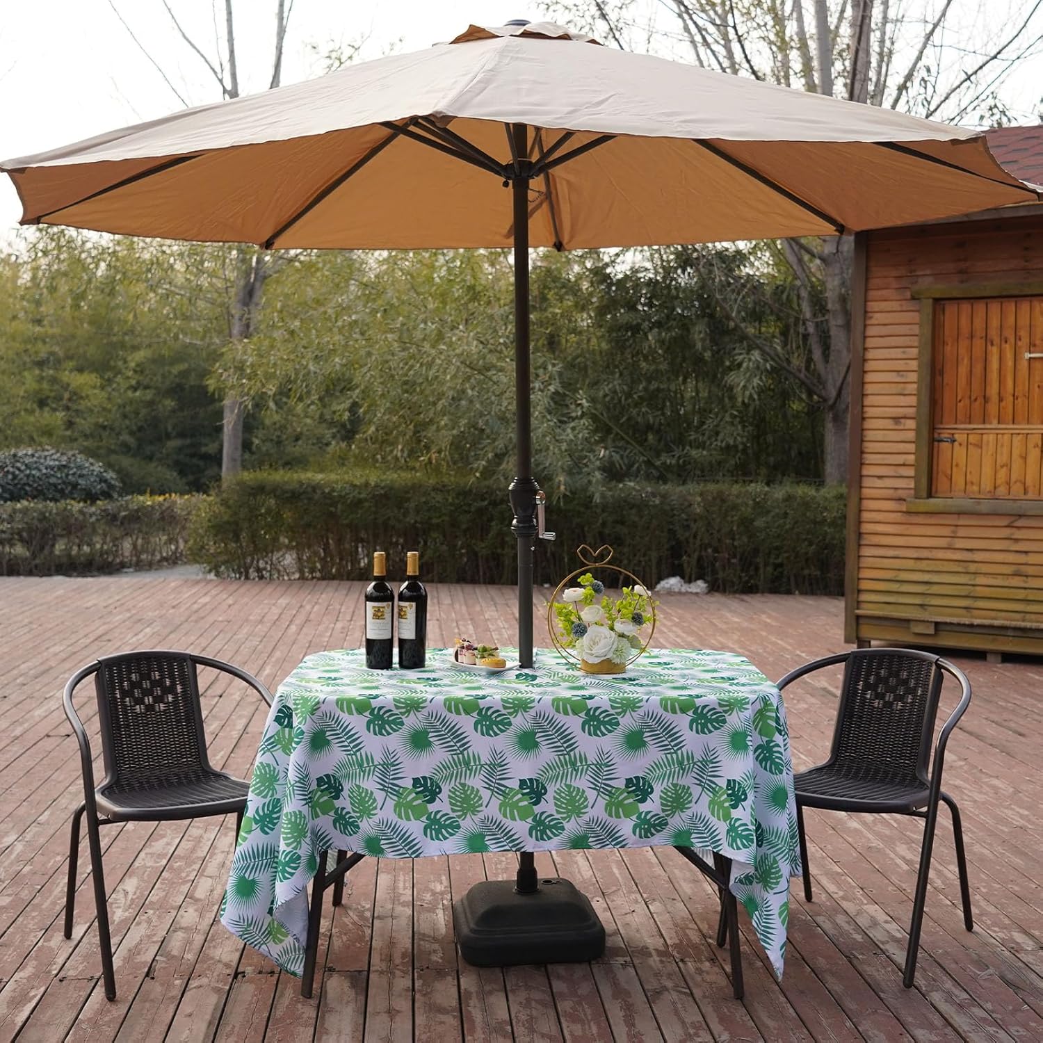 Thumbnail 5 de Eternal Beauty 152x213cm Rectangular Little Leaf Tablecloth with Umbrella Hole and Zipper