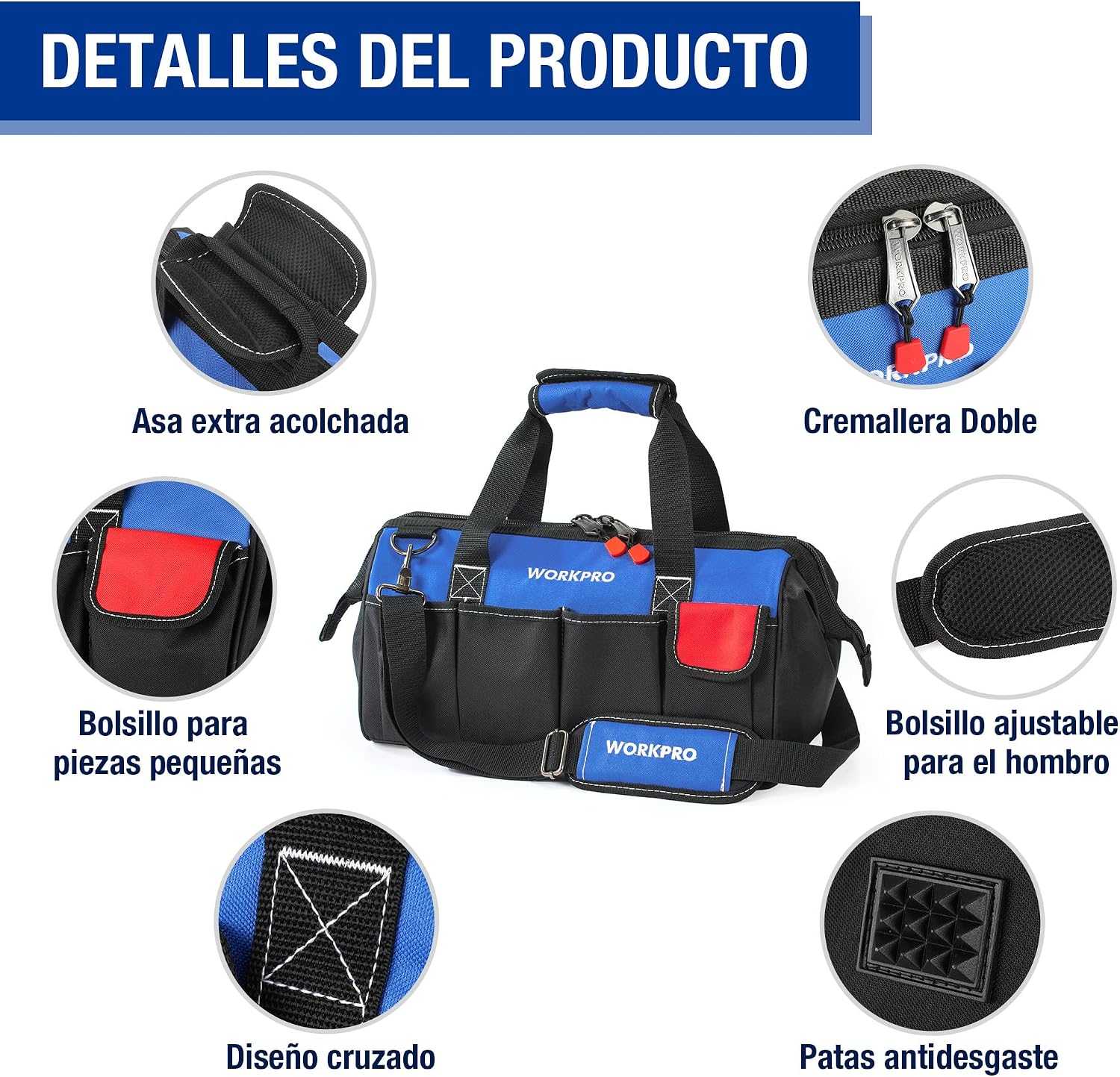 Detalle de WORKPRO Bolsa de herramientas 35 cm
