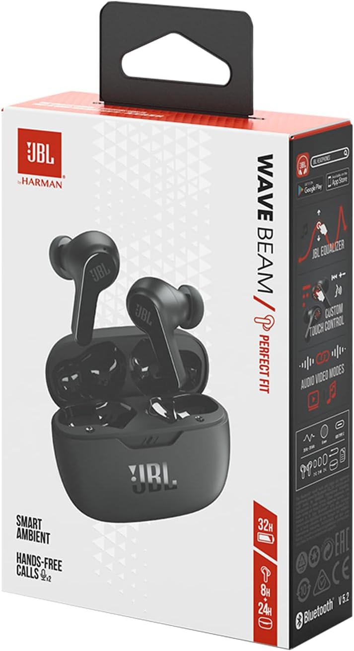 Thumbnail 6 de JBL Wave Beam: Écouteurs intra-auriculaires sans fil, IP54/IPX2, 32 h d’autonomie, Noir