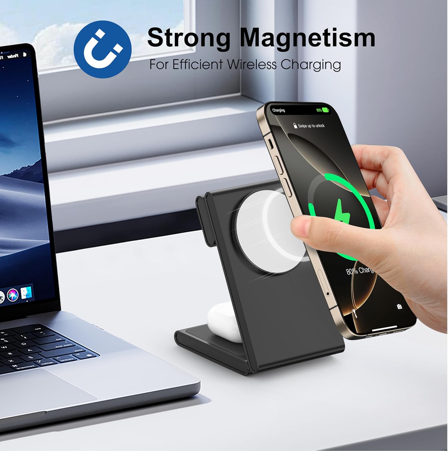 Detalle 2 de New Travel Foldable 3-in-1 Wireless Charging Station