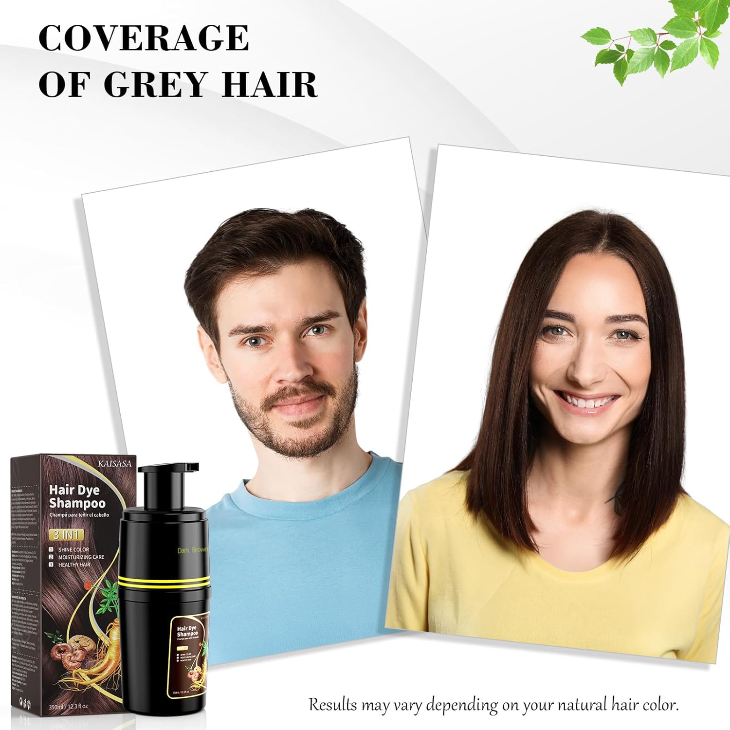 Thumbnail 1 de KAISASA Dark Brown Hair Dye Shampoo 3 in 1 — Grey Coverage with Gentle Herbal Formula