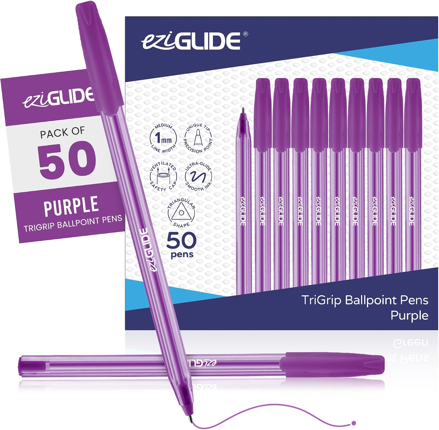 Detalle de EziGlide TriGrip Ballpoint Pens 50-pack 1.0mm