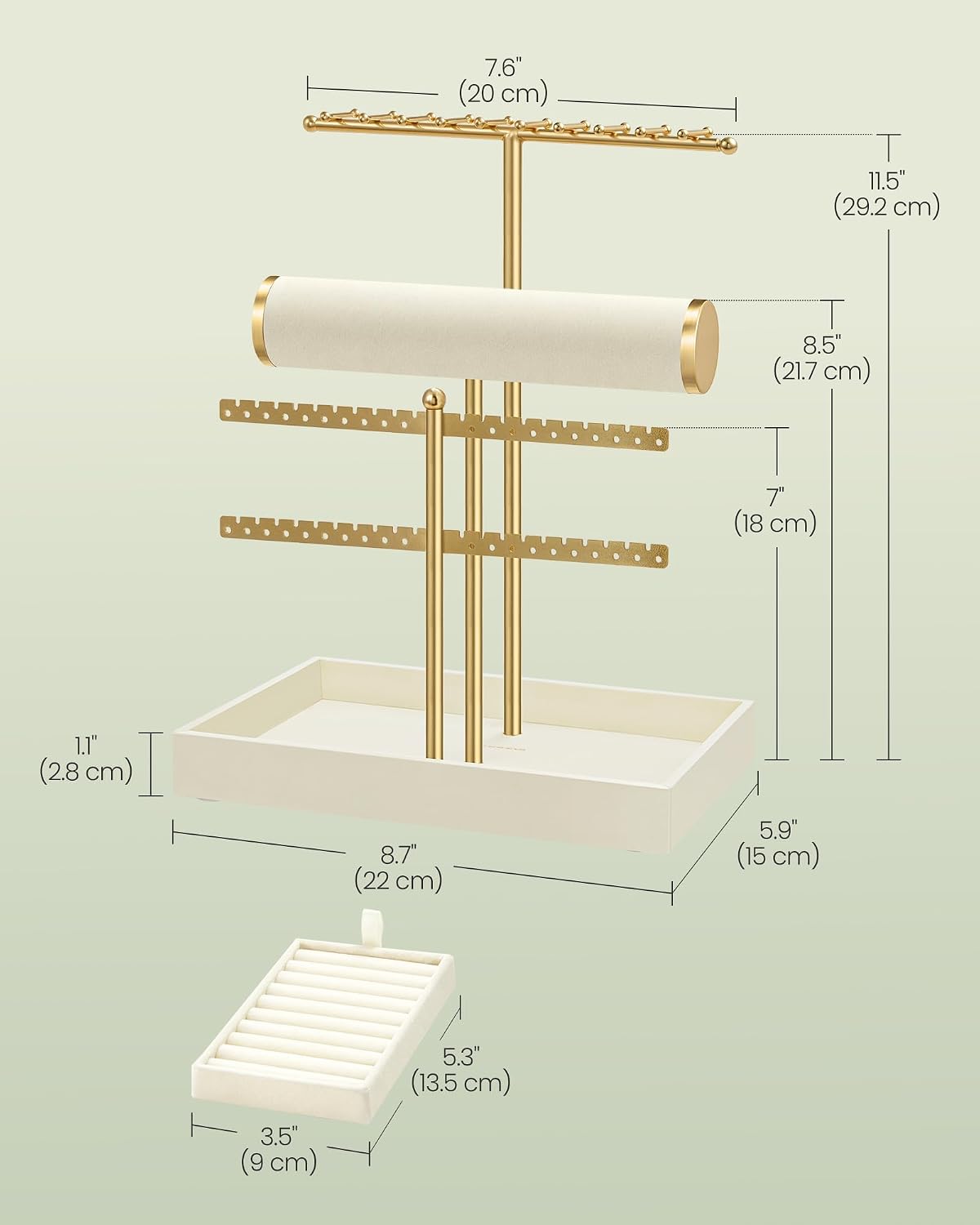 Detalle de SONGMICS JJS047W101 jewellery display stand with velvet and removable ring holder
