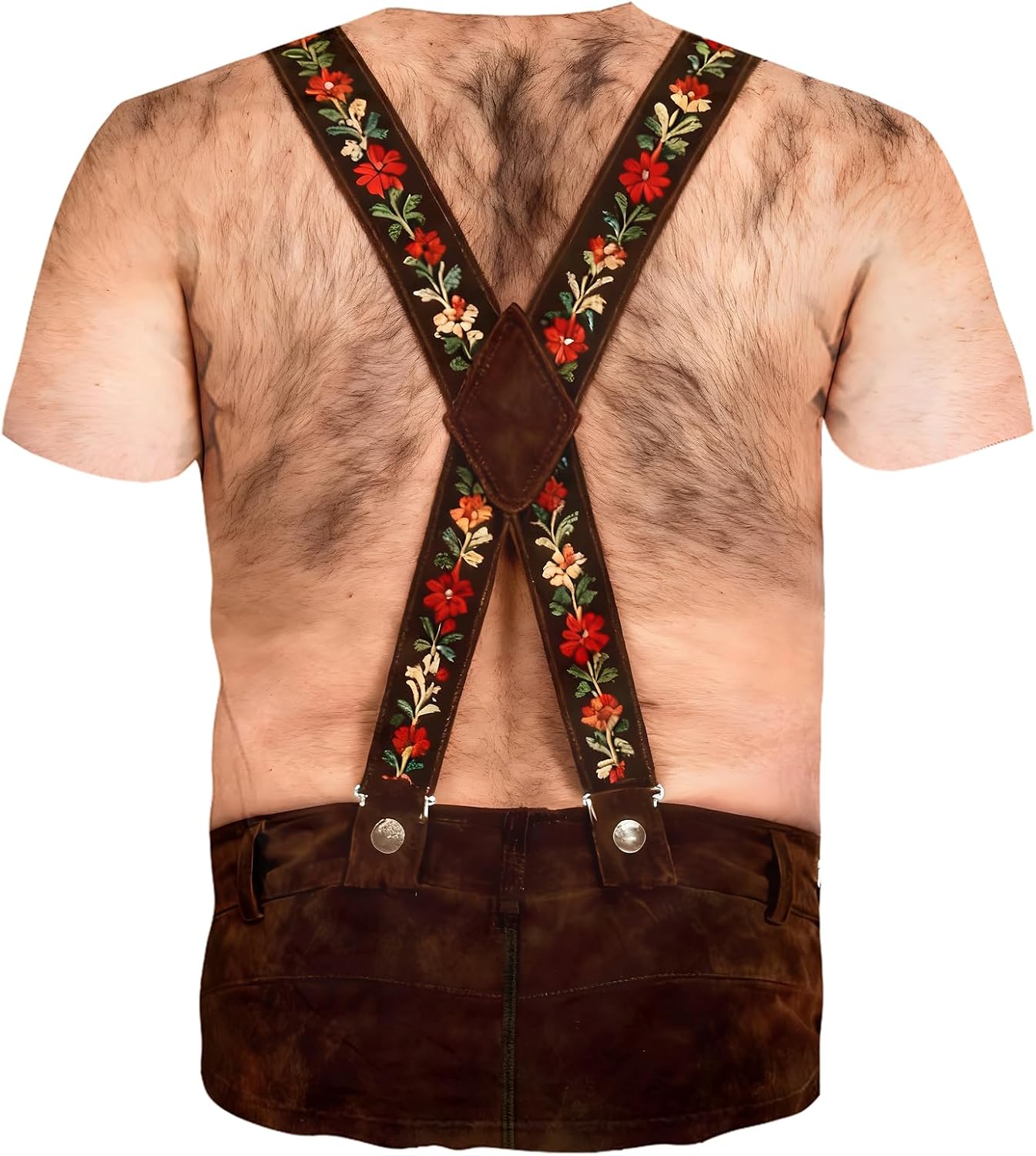 Detalle 2 de Kinberr Men’s Funny T-Shirt with 3D Fake Abs and Hairy Chest Print