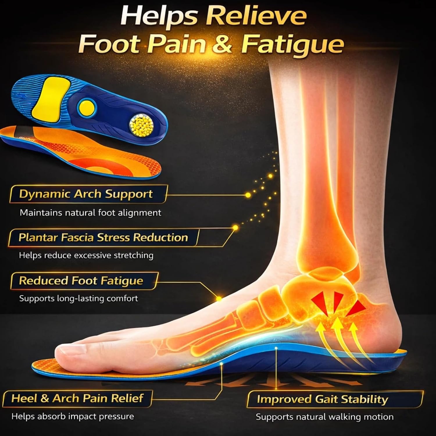 Detalle de Goofort DynaZoom Max Arch Support Gel Insoles for Men & Women
