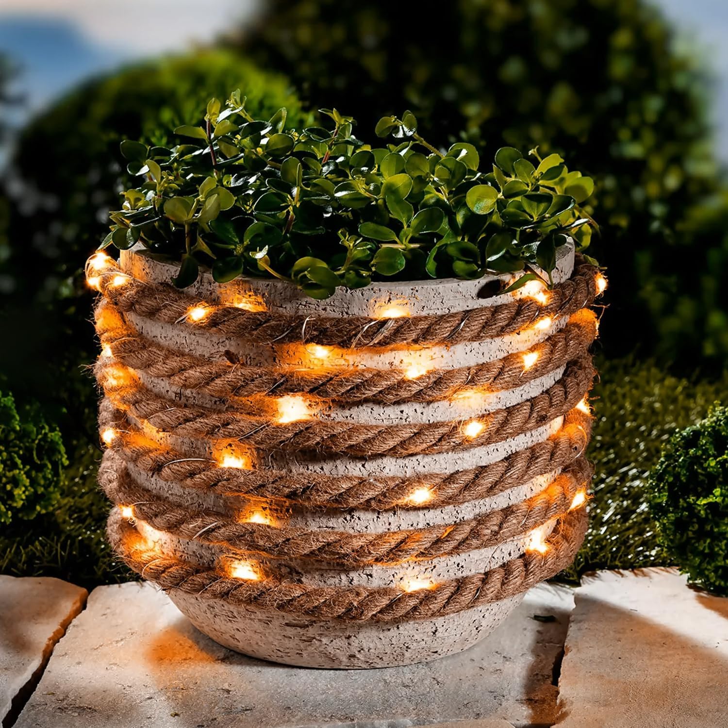 Thumbnail 6 de Gresonic LED Lichterkette Solar Seil Beleuchtung 40 LEDs – 3 m, warmweiß, IP44, Naturkordel