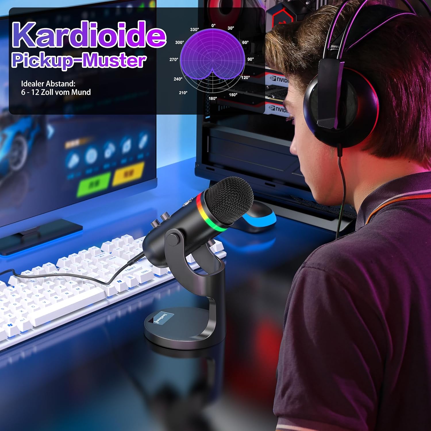 Detalle 2 de Zealsound K66 Pro USB Kondensator-Mikrofon – Plug & Play für PC, Laptop, Gaming & Streaming