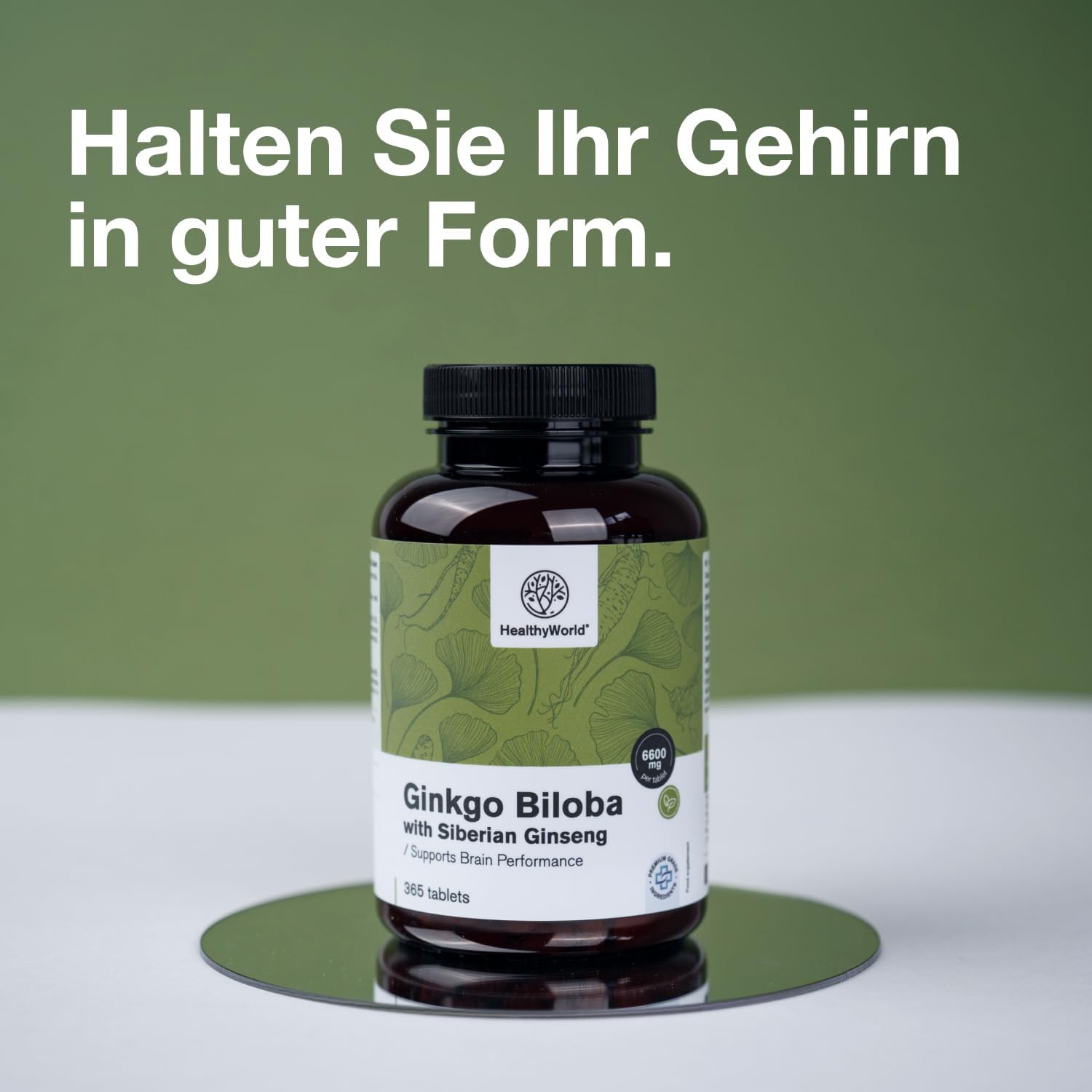 Detalle de HealthyWorld Ginkgo Biloba mit sibirischem Ginseng (6.600 mg) – 365 Tabletten für die tägliche kognitive Unterstützung