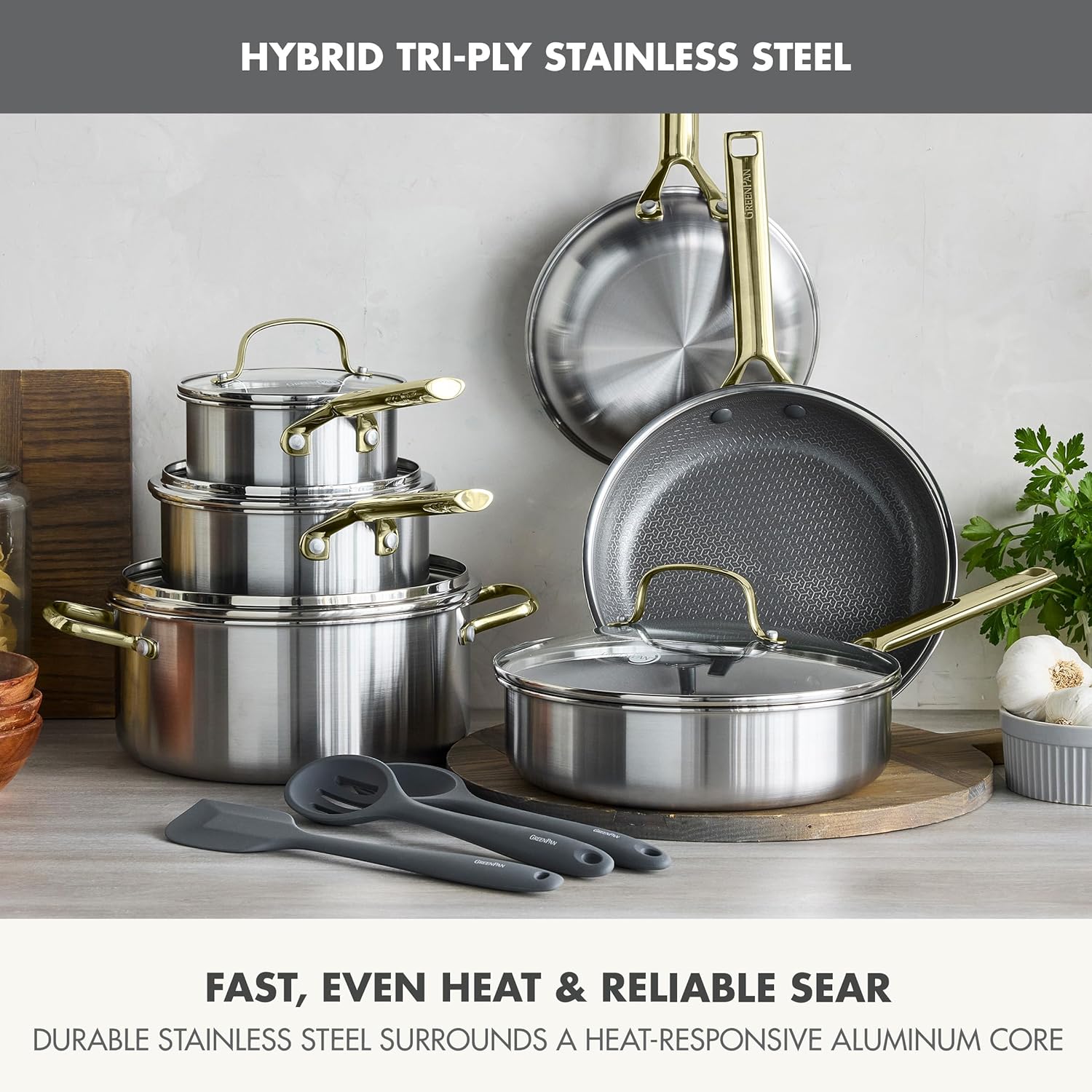 Thumbnail 2 de GreenPan Hybrid 13-Piece Nonstick Stainless Steel Cookware Set