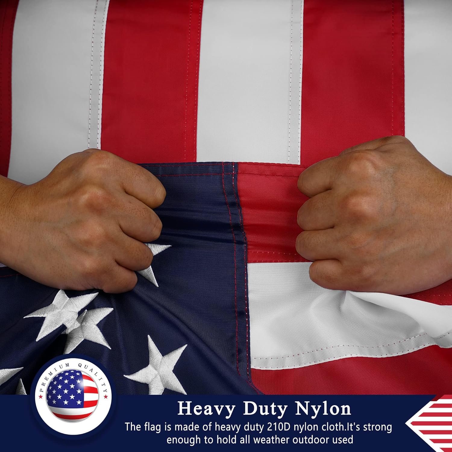 Thumbnail 4 de DANF FLAG Heavy-Duty American Flag 3x5 Ft for Outside (Nylon, Embroidered Stars, Sewn Stripes)