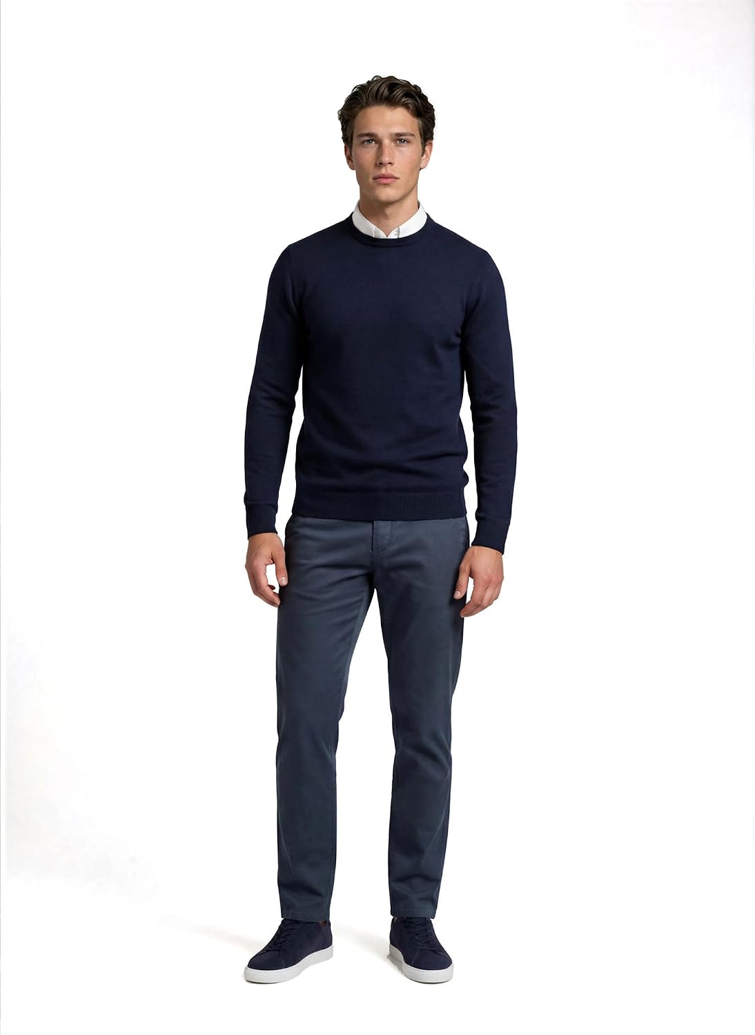 Thumbnail 1 de Xact Mens Jumper 100% Cotton Crew Neck – Lightweight 12 Gauge Knit Jumper