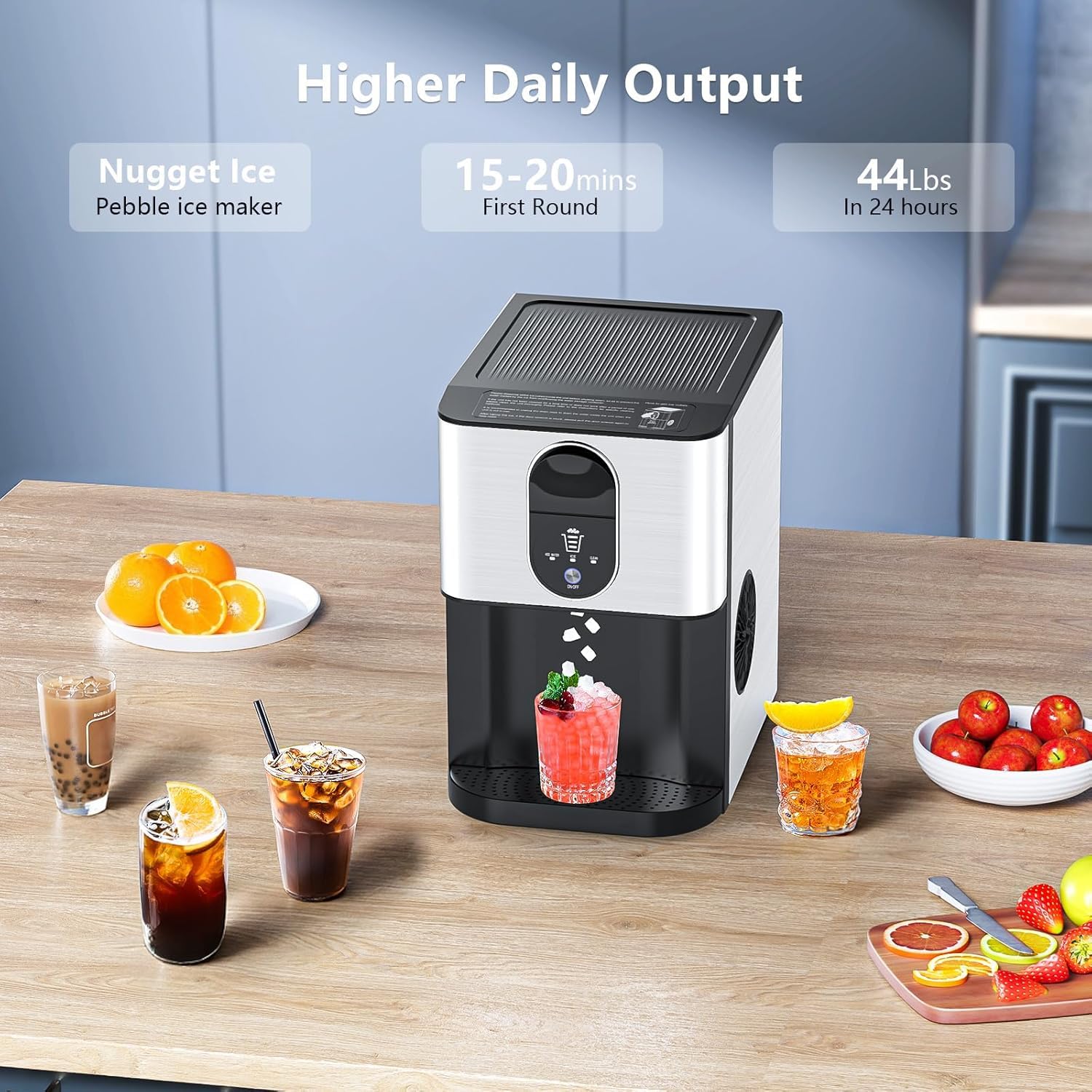Detalle 2 de Electactic HZB-20DN Nugget Ice Maker, 2.4L Reservoir, 44 lb Daily Output