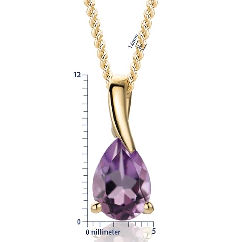 Detalle 2 de MIORE Collares Mujer: Colgante en oro amarillo 9 ct con amatista en forma de pera y cadena en plata chapada en oro