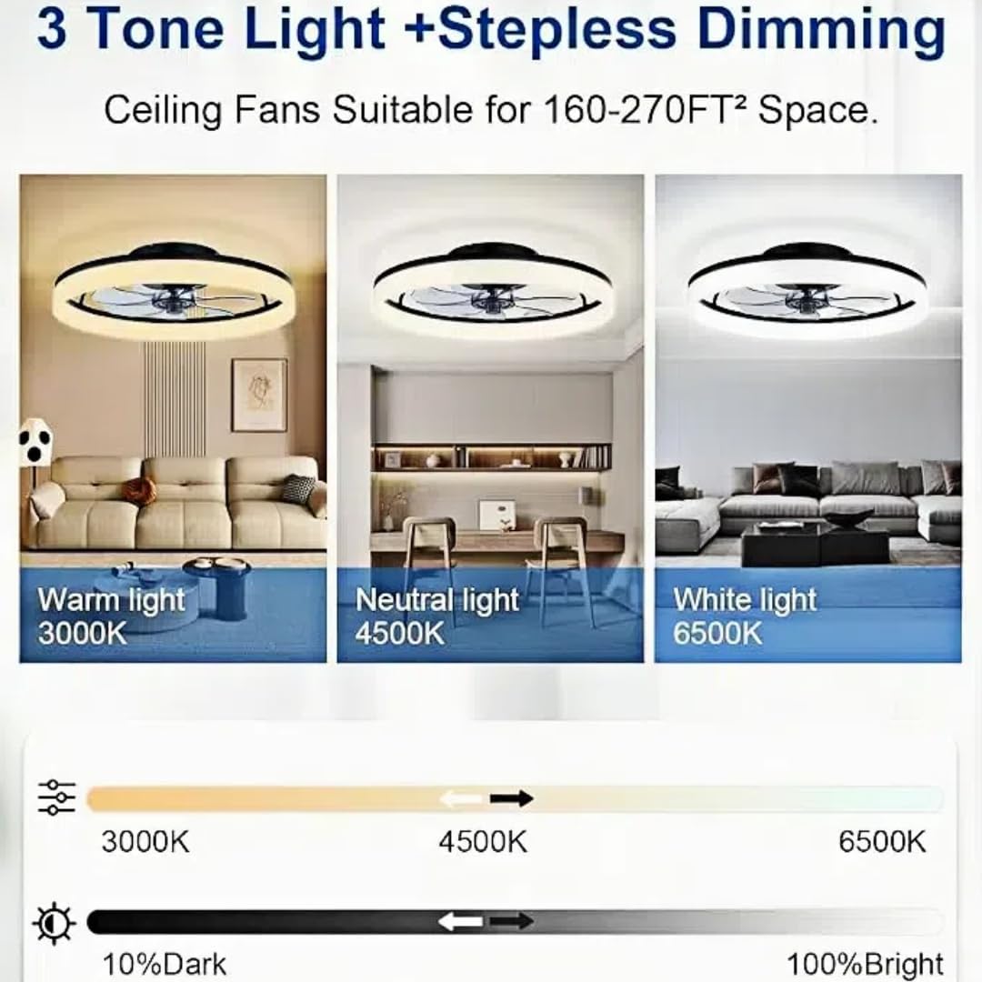 Detalle de DWDVBL 50CM modern ceiling fan with lights