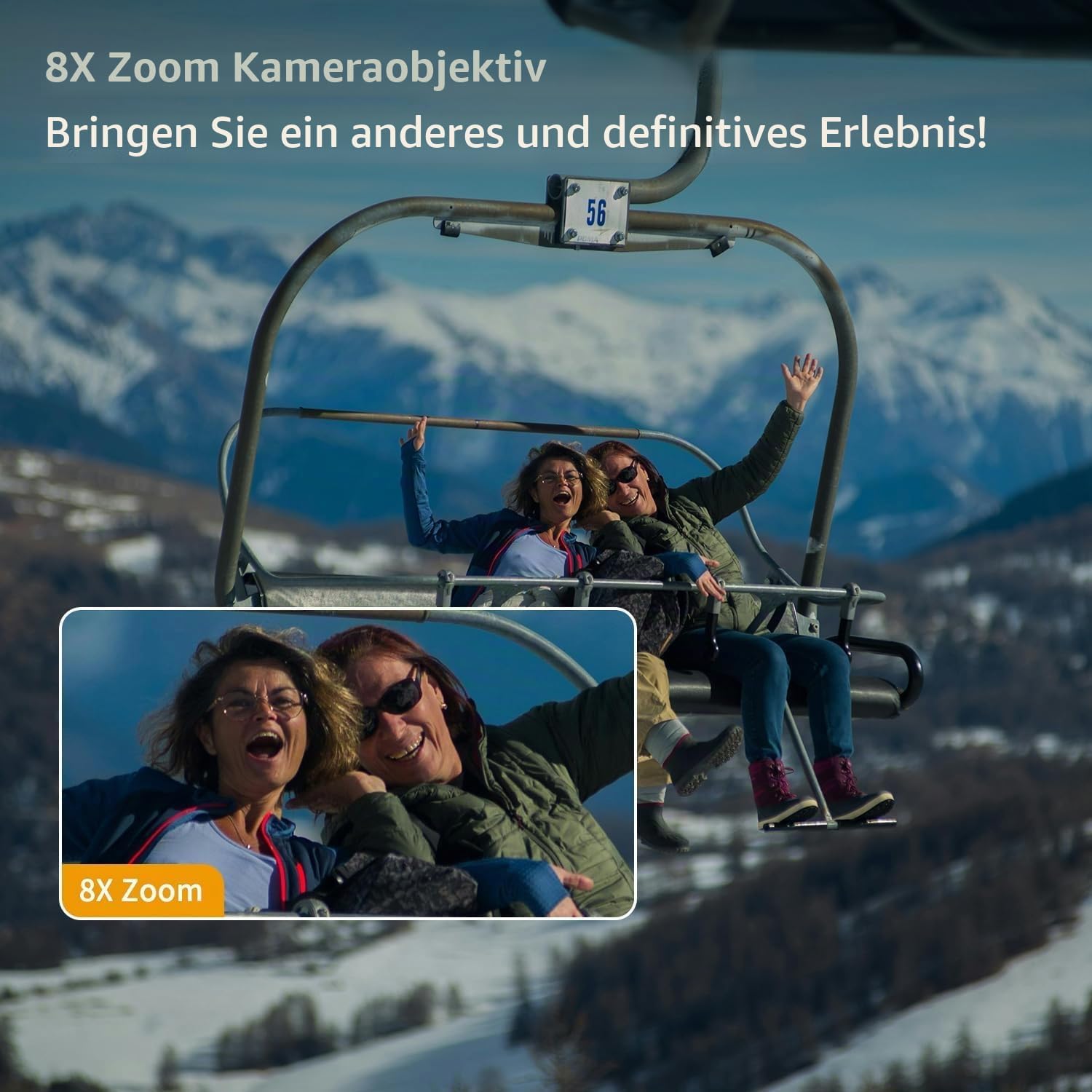 Detalle 2 de Apexcam M90 Action Cam – 4K60FPS, 64MP, EIS, Unterwasser bis 40 m, inklusive Zubehör-Set