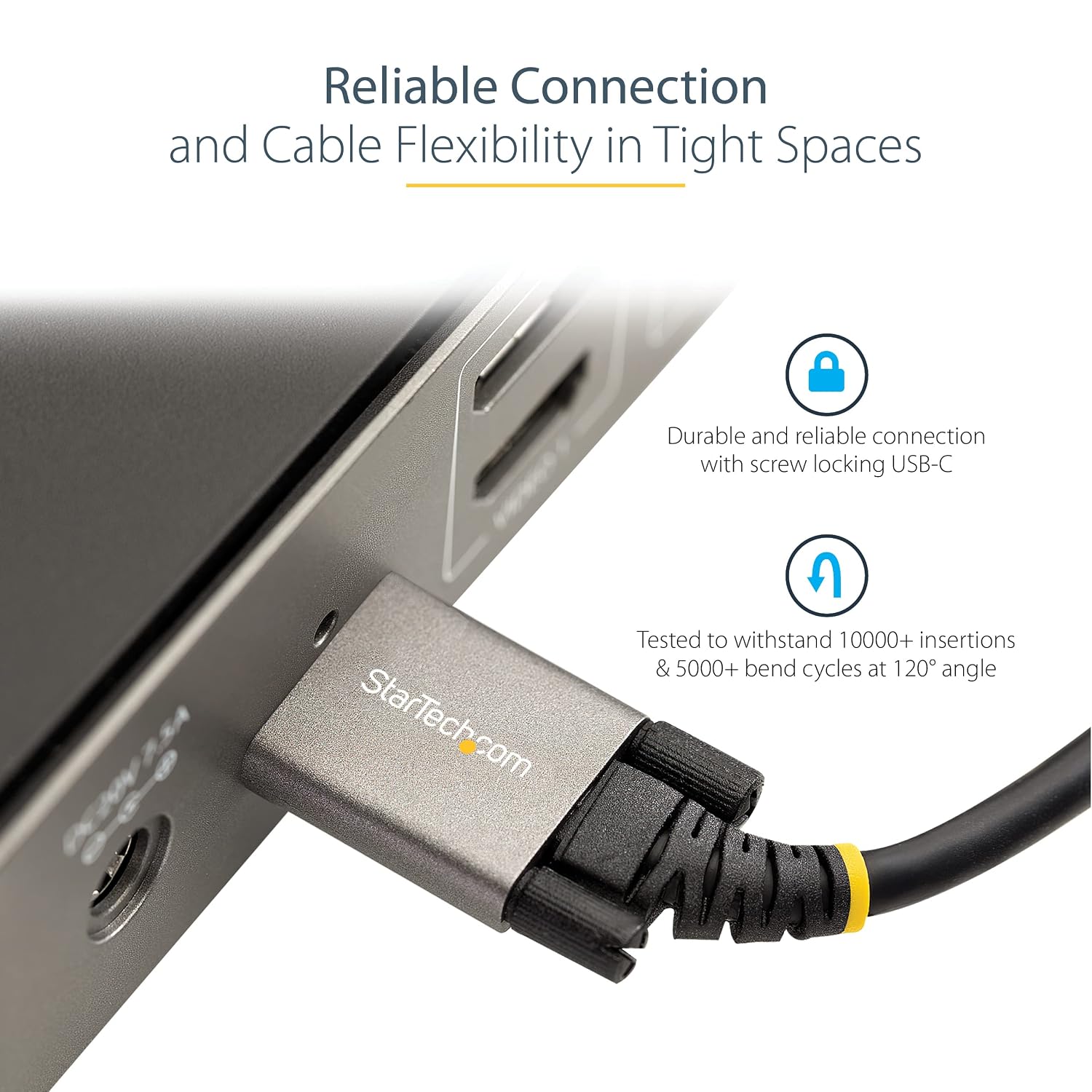 Detalle de StarTech.com 20" USB-C Locking Cable 100W 🔌