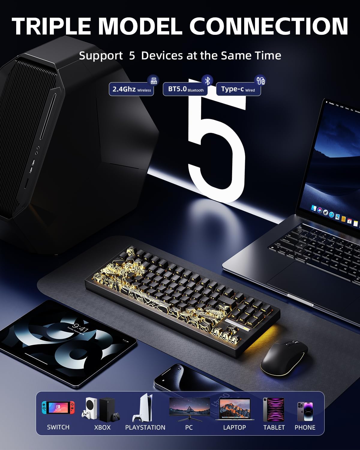 Detalle de ZORNHER ZH870 Wireless Gaming Mechanical Keyboard