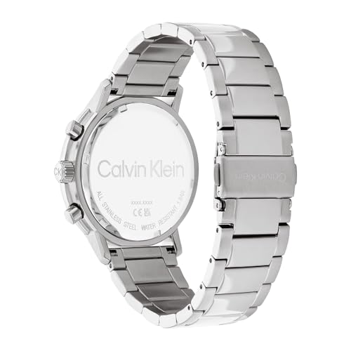 Detalle de Calvin Klein Reloj Analógico de Cuarzo Multifunción para Hombre, Colección Gauge, esfera azul y pulsera de acero inoxidable