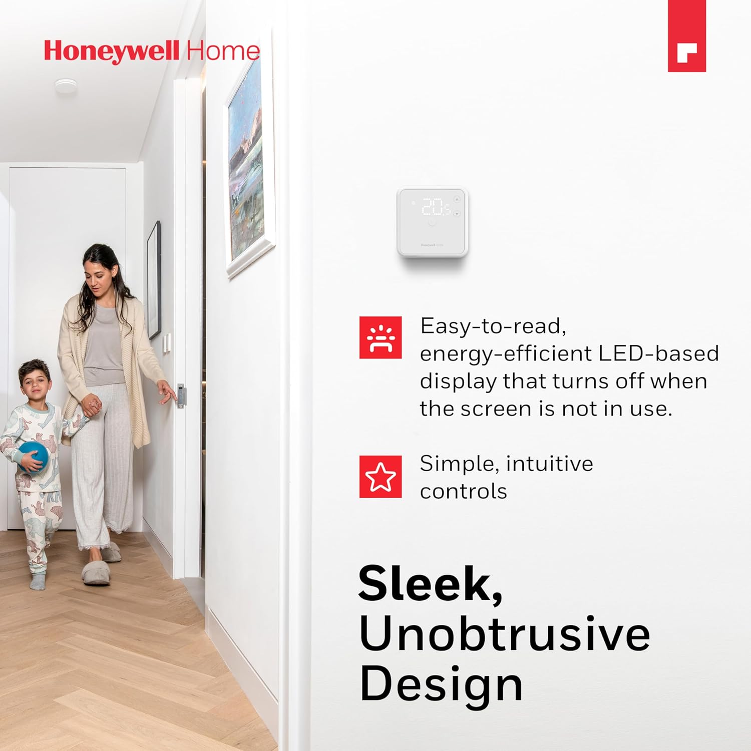 Thumbnail 5 de Thermostat d'ambiance Honeywell Home — affichage LED facile à lire, filaire, noir