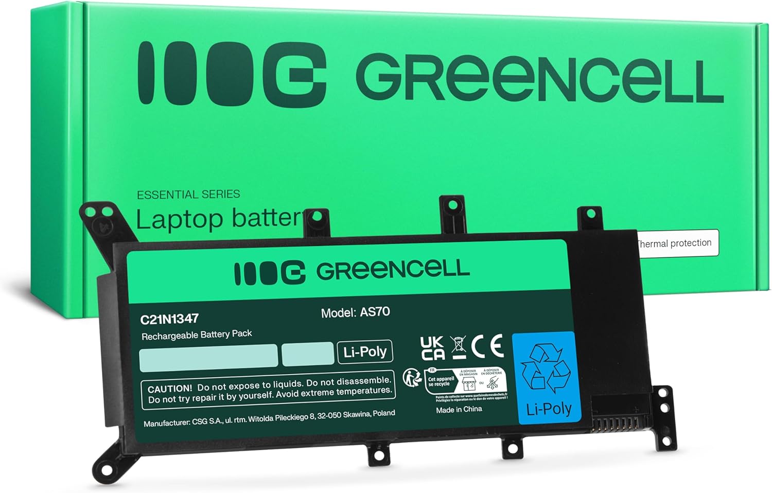 Greencell Batteria C21N1347 da 7,6 V e 4000 mAh per portatili Asus (serie A555, F555, K555, R556, X555)