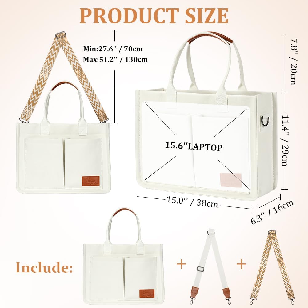 Detalle de Aucuu Sac Fourre-Tout en Toile pour Femme – Grande Capacité avec Sangles Amovibles