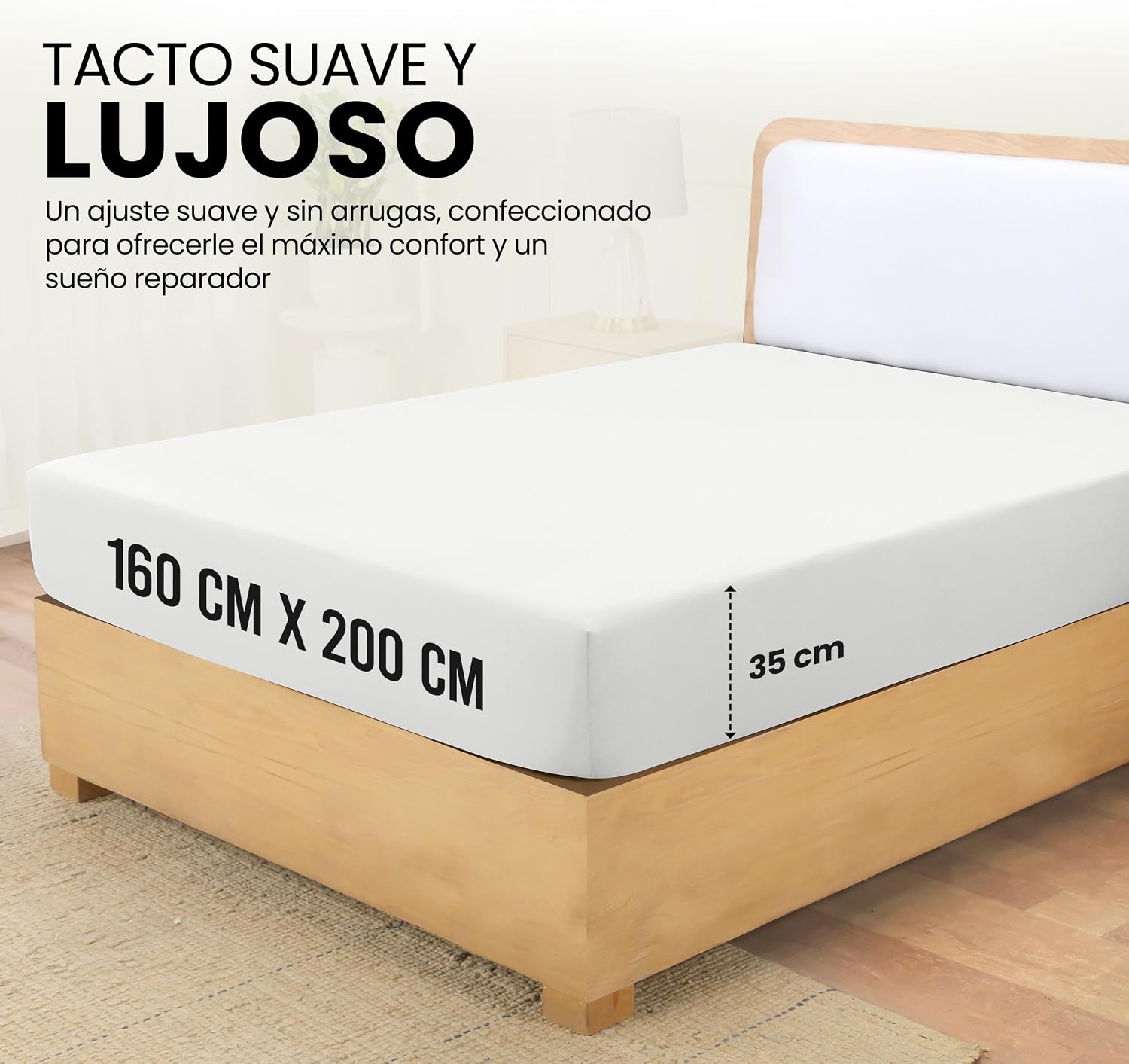 Detalle 2 de Utopia Bedding Sábana bajera 160x200 blanca
